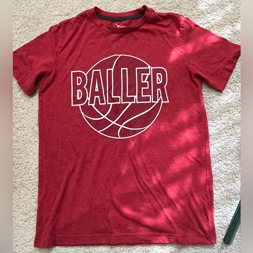 Old Navy Kids Active “Baller” Red Go Dry Tee Medium